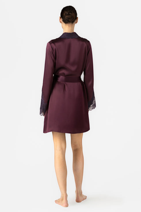 NK Imode Ardene Lush Shawl-collar Short Silk Robe